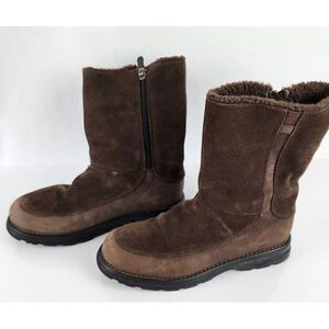 Columbia Manchester Waterproof Boots Womens 6.5 Brown Suede Mid Calf Pull On